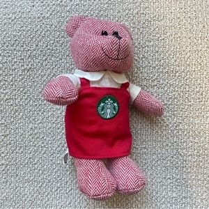 Starbucks Plush Bear Apron Red Christmas